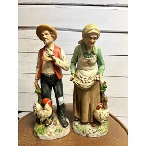 Vintage Farmer Husband & Wife Homco Figurines